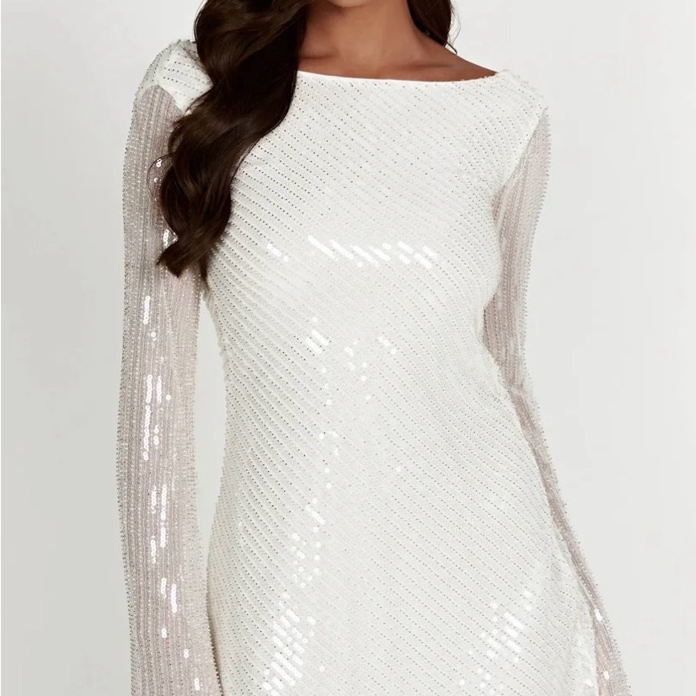 Meshki Nala Sequin Mini Dress - White Backless Dress